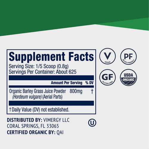 Vimergy Vitamins & Supplements Organic Barley Grass Juice Powder