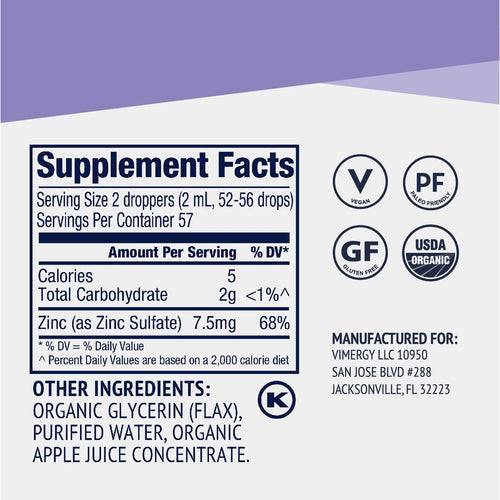 Vimergy Vitamins & Supplements Organic Liquid Zinc