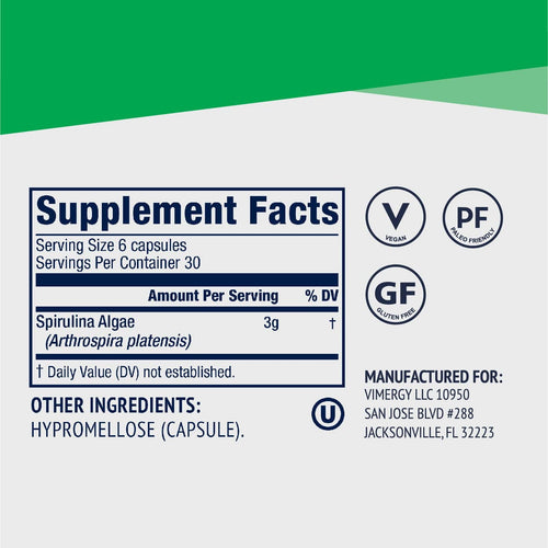 Vimergy Vitamins & Supplements Spirulina Capsules