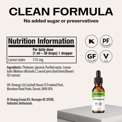 VIMERGY Vitamins & Supplements Organic Liquid Lemon Balm