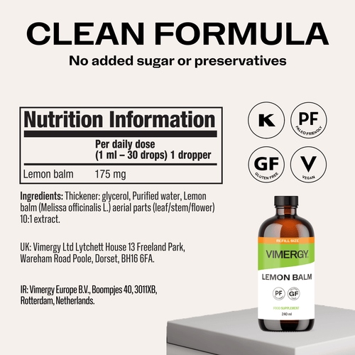 VIMERGY Vitamins & Supplements Organic Liquid Lemon Balm